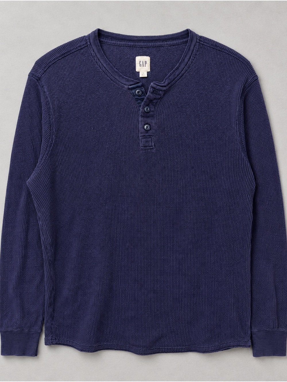 GAP Men’s Navy Waffle Henley Crewneck Sweater
